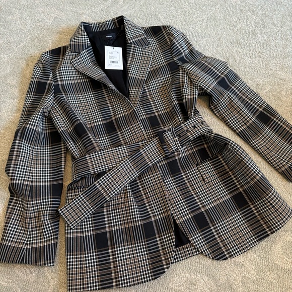 Theory Becket Portland Plaid Belted Virgin Wool Blend Stretch Blazer - Picture 2 of 7